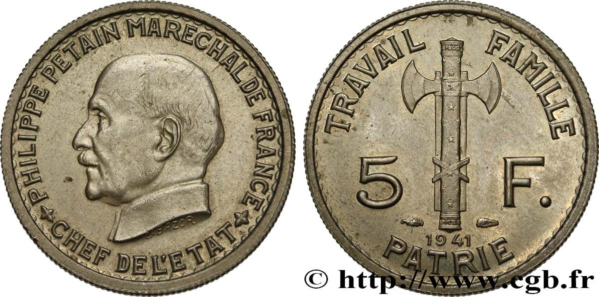 5 francs Pétain 1941  F.338/2 SPL62 