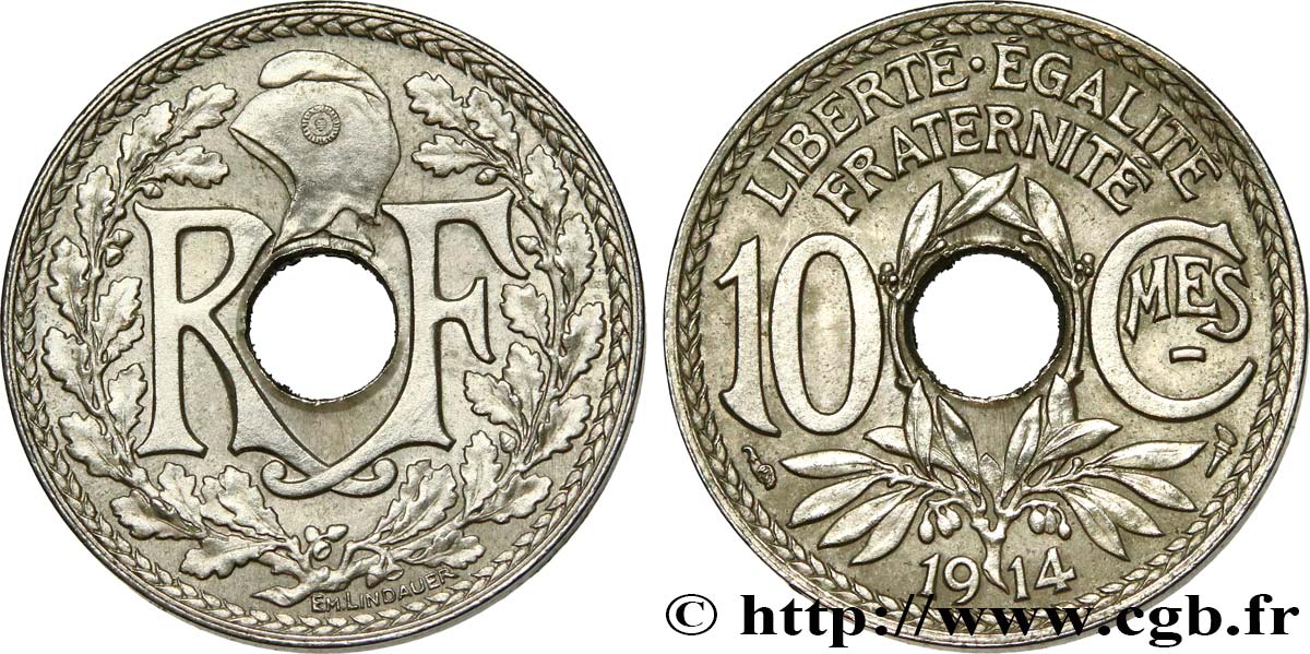 10 centimes Lindauer, Cmes souligné 1914 Paris F.137/2 SUP62 