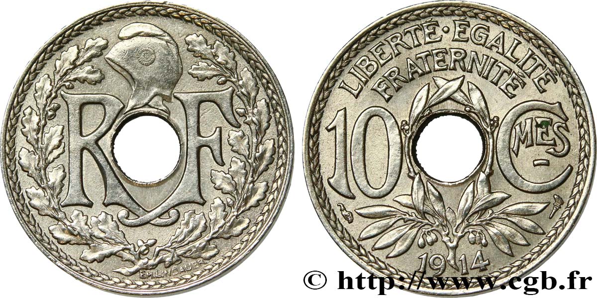 10 centimes Lindauer, Cmes souligné 1914 Paris F.137/2 MS60 