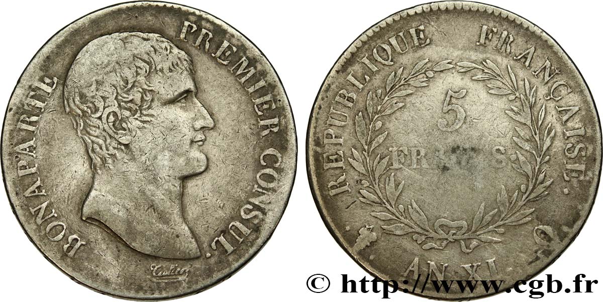 5 francs Bonaparte Premier Consul 1803 Perpignan F.301/7 S 
