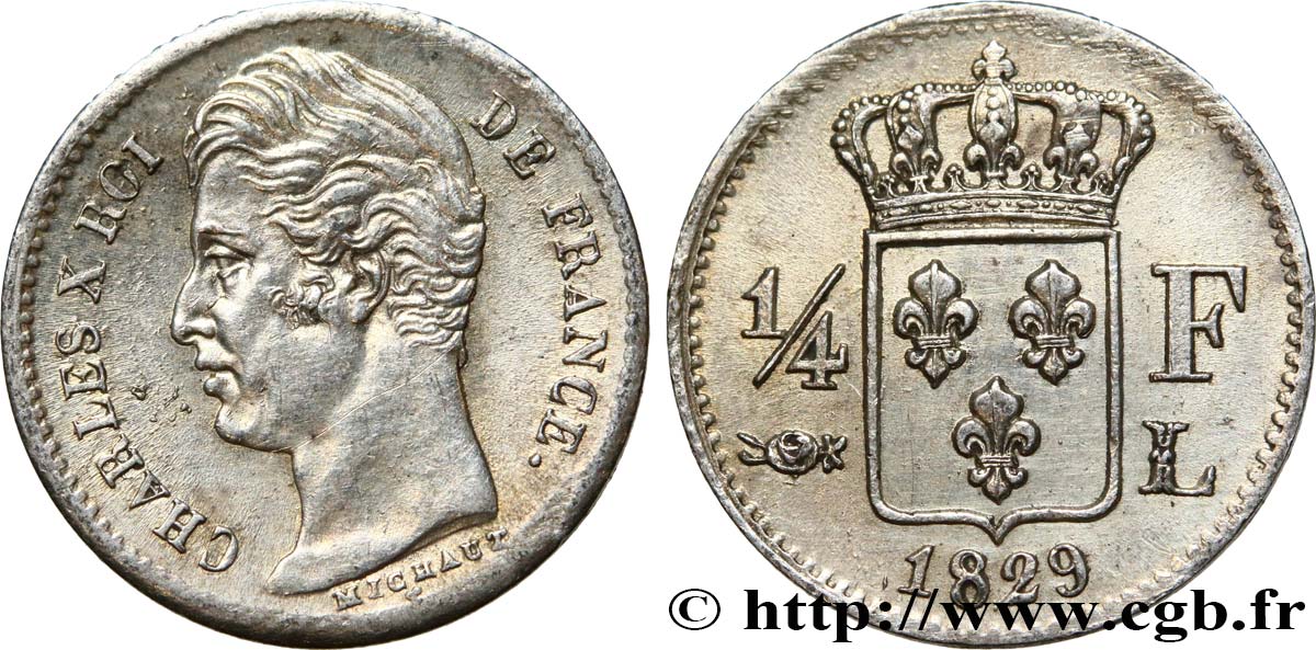 1/4 franc Charles X 1829 Bayonne F.164/35 EBC 