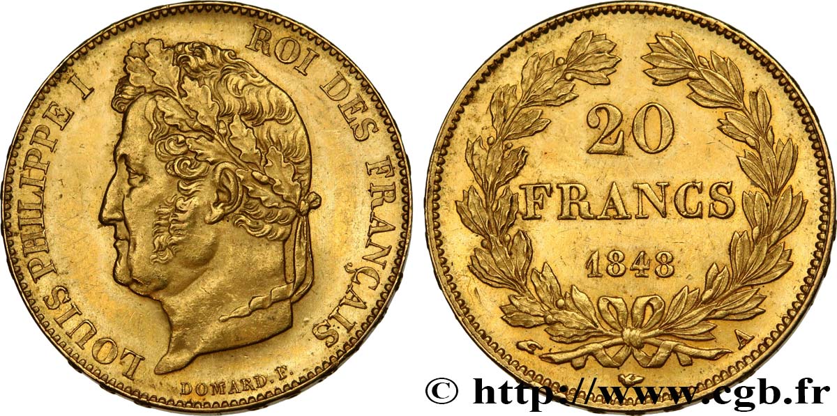 20 francs or Louis-Philippe, Domard 1848 Paris F.527/38 VZ60 