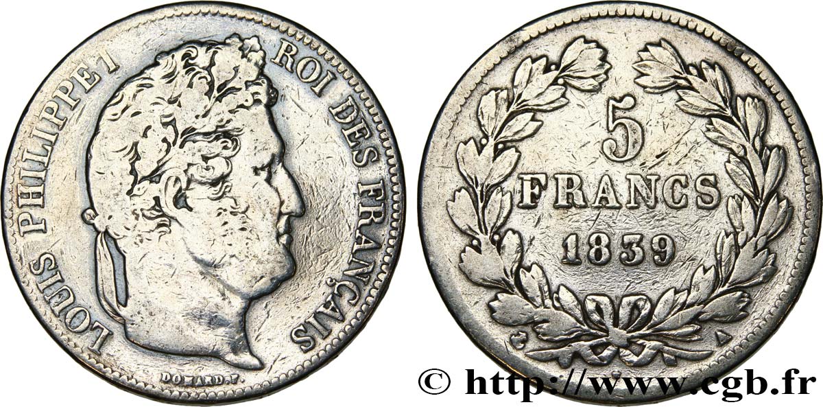 5 francs, IIe type Domard 1839 Paris F.324/75 TB 