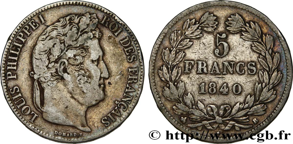 5 francs IIe type Domard 1840 Rouen F.324/84 VF25 