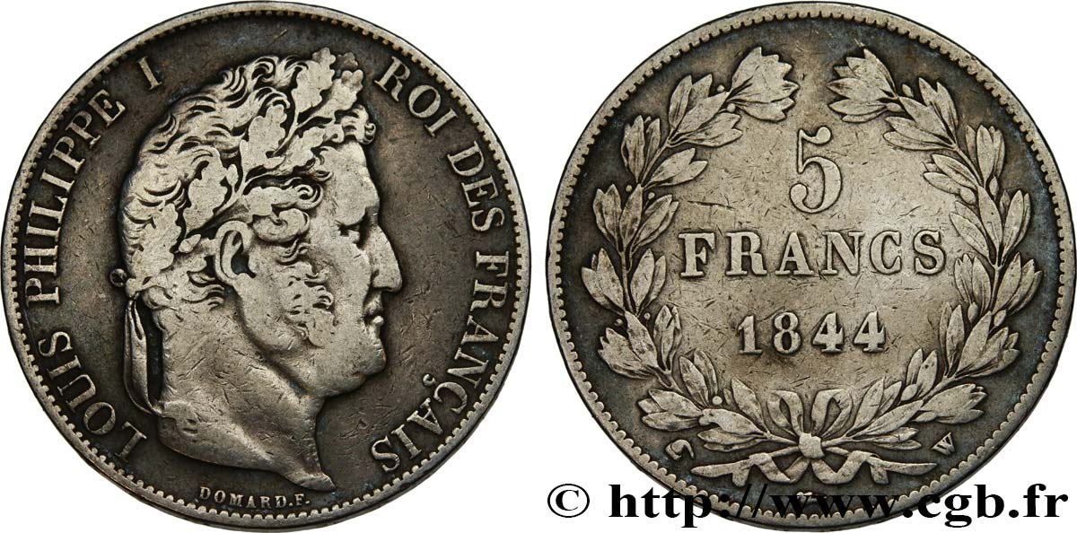 5 francs IIIe type Domard 1844 Lille F.325/5 TB 