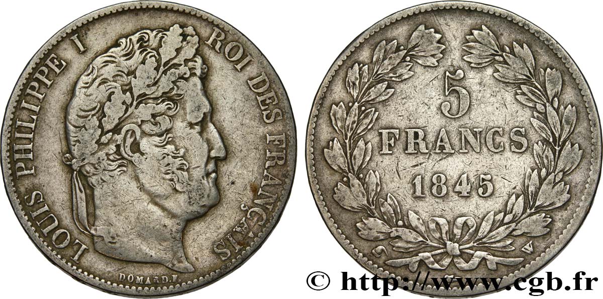 5 francs IIIe type Domard 1845 Lille F.325/9 TB30 