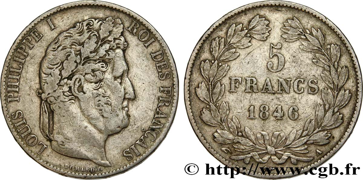 5 francs IIIe type Domard 1846 Paris F.325/10 TB30 