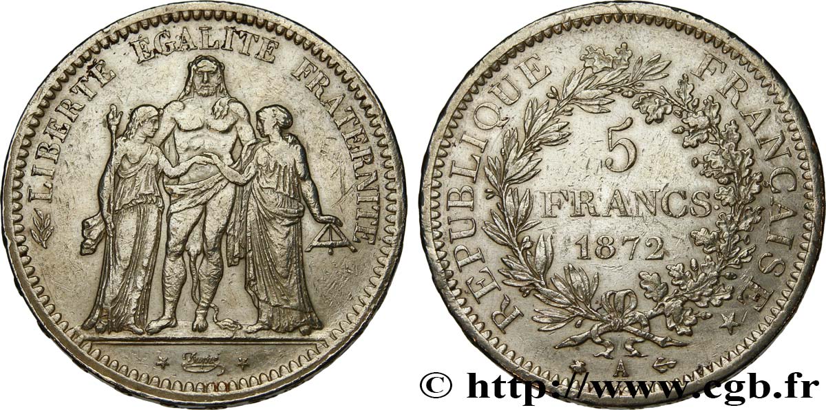 5 francs Hercule 1872 Paris F.334/6 BB 
