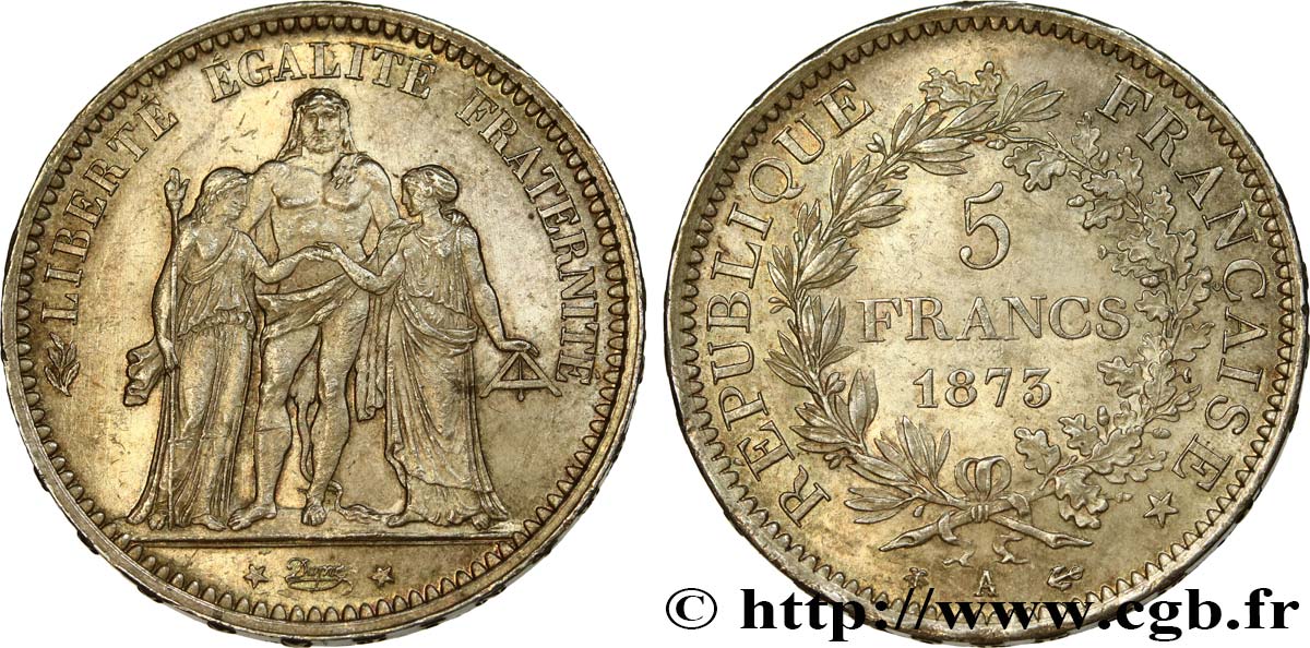 5 francs Hercule 1873 Paris F.334/9 SPL55 