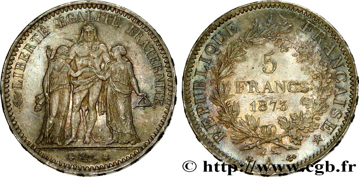 5 francs Hercule 1873 Paris F.334/9 EBC60 