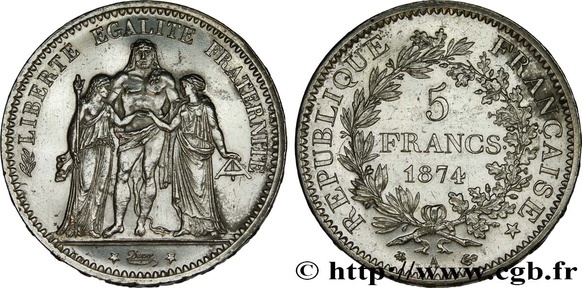 5 francs Hercule 1874 Paris F.334/12 VZ 