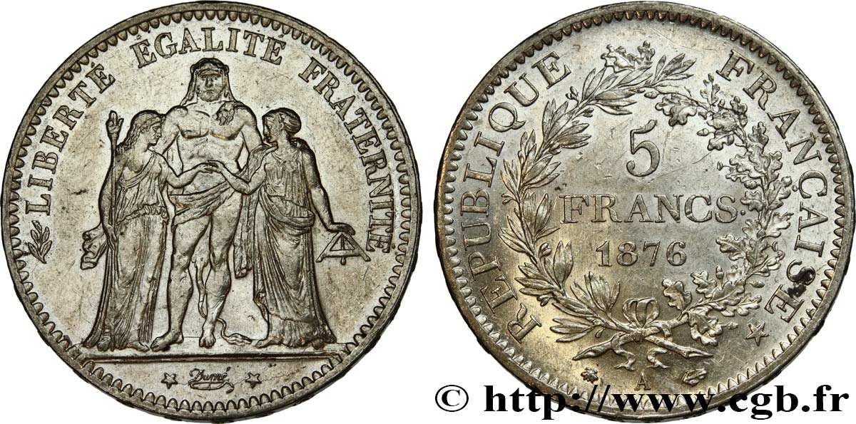 5 francs Hercule 1876 Paris F.334/17 SPL 