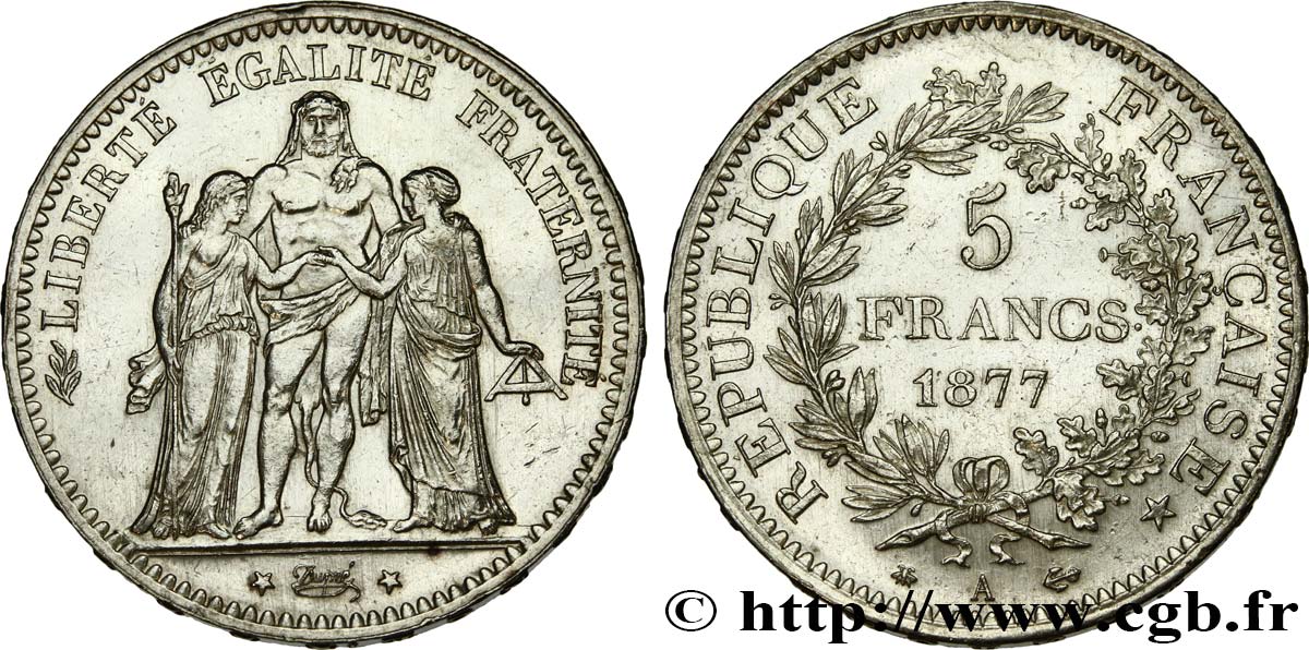 5 francs Hercule 1877 Paris F.334/19 SUP 