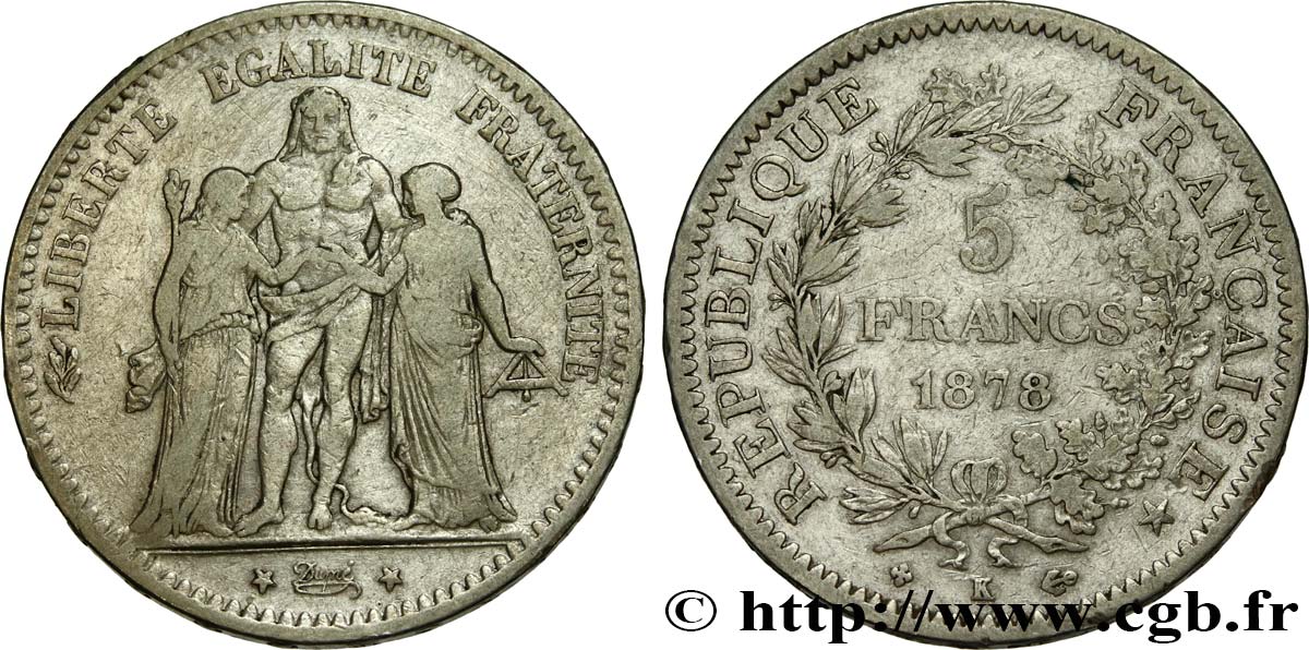 5 francs Hercule 1878 Bordeaux F.334/23 TB15 