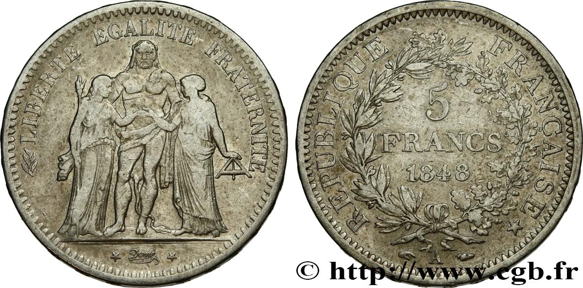 5 francs Hercule, IIe République 1848 Paris F.326/1 S 