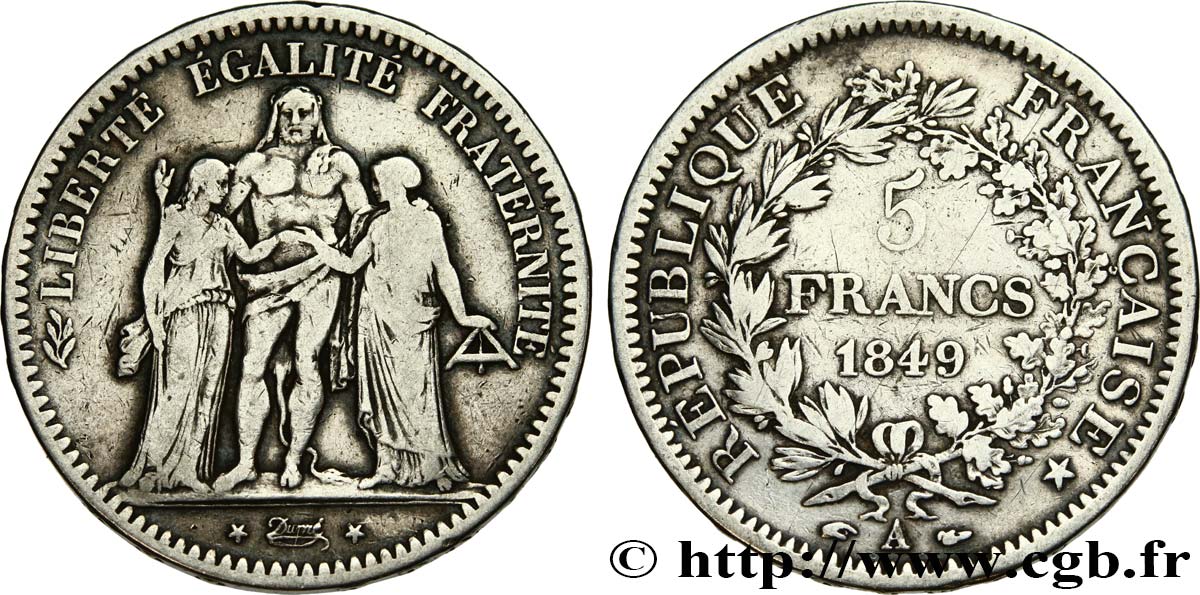 5 francs Hercule, IIe République 1849 Paris F.326/5 MB 