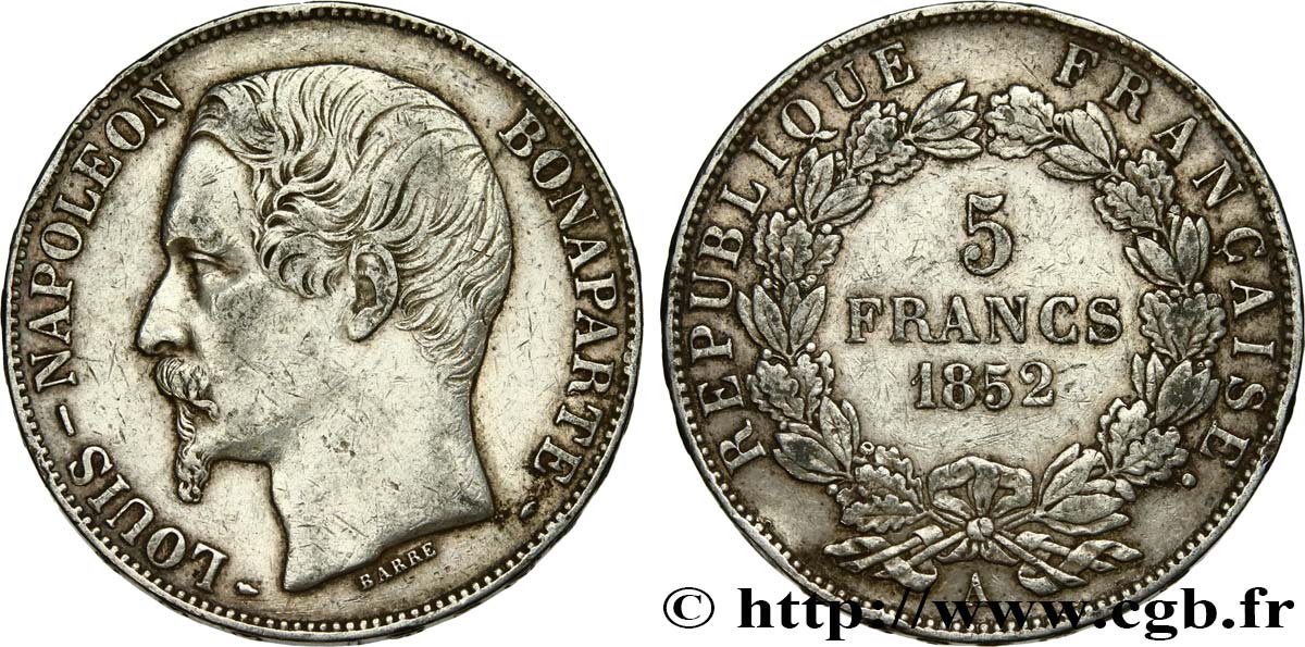 5 francs Louis-Napoléon, 2ème type 1852 Paris F.329/2 S35 