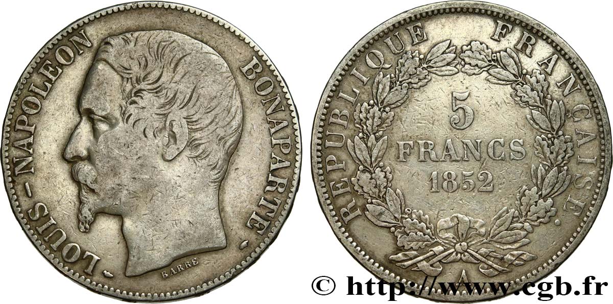5 francs Louis-Napoléon, 2ème type 1852 Paris F.329/2 BC25 