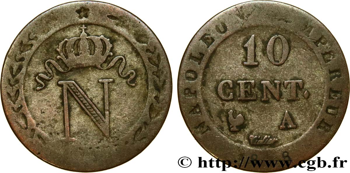 10 cent. à l N couronnée 1808 Paris F.130/2 BC25 