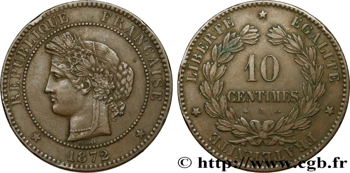 10 centimes Cérès 1872 Paris F.135/8 TTB45 
