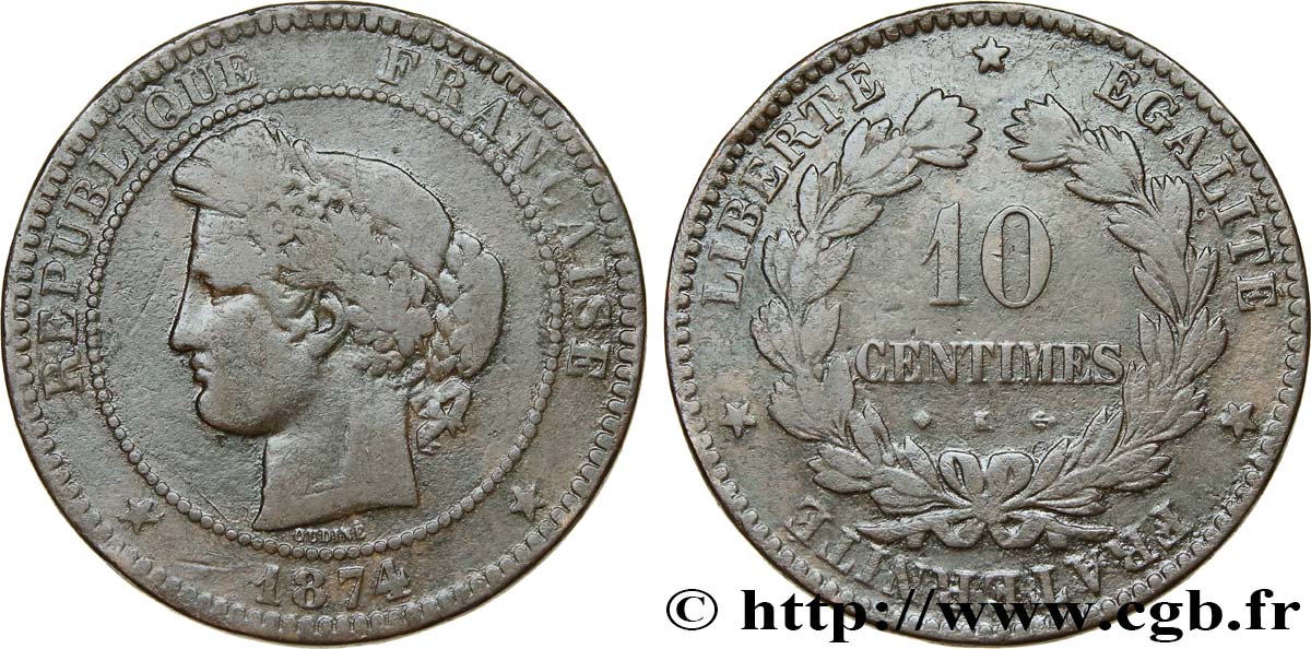 10 centimes Cérès 1874 Bordeaux F.135/13 RC12 