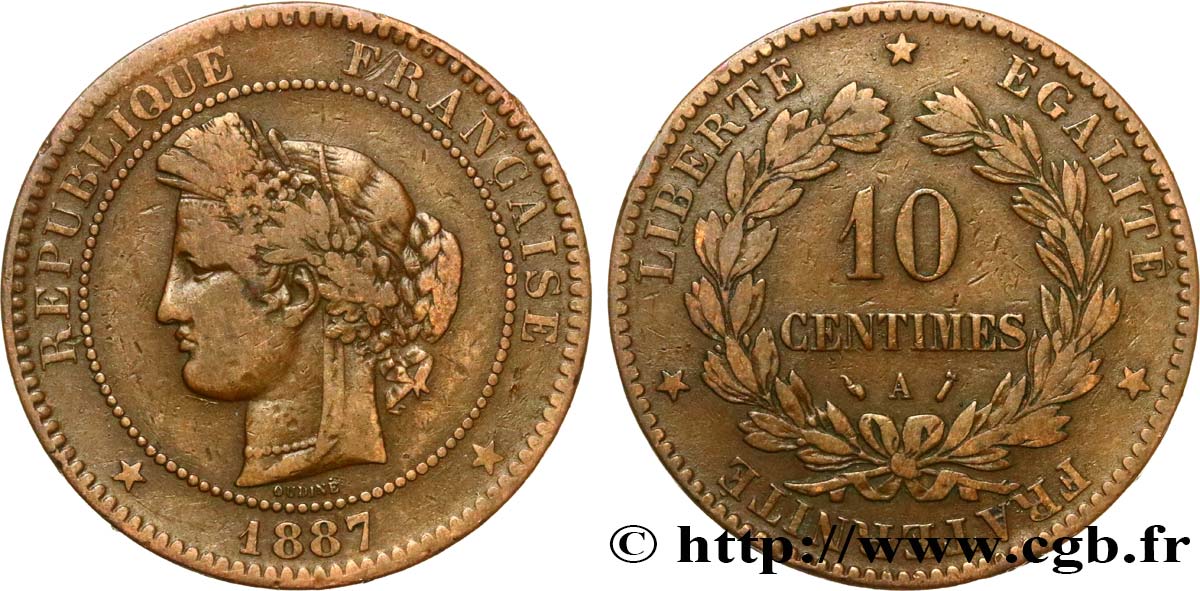 10 centimes Cérès 1887 Paris F.135/31 VF20 