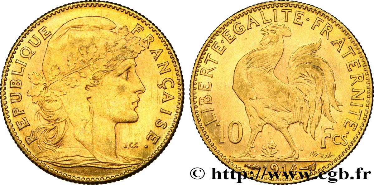 10 francs or Coq 1914 Paris F.509/14 SPL62 