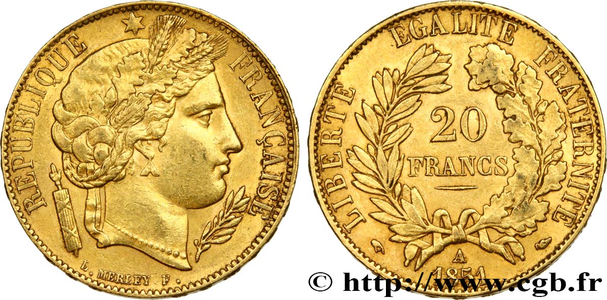 20 francs or Cérès 1851 Paris F.529/4 TTB52 