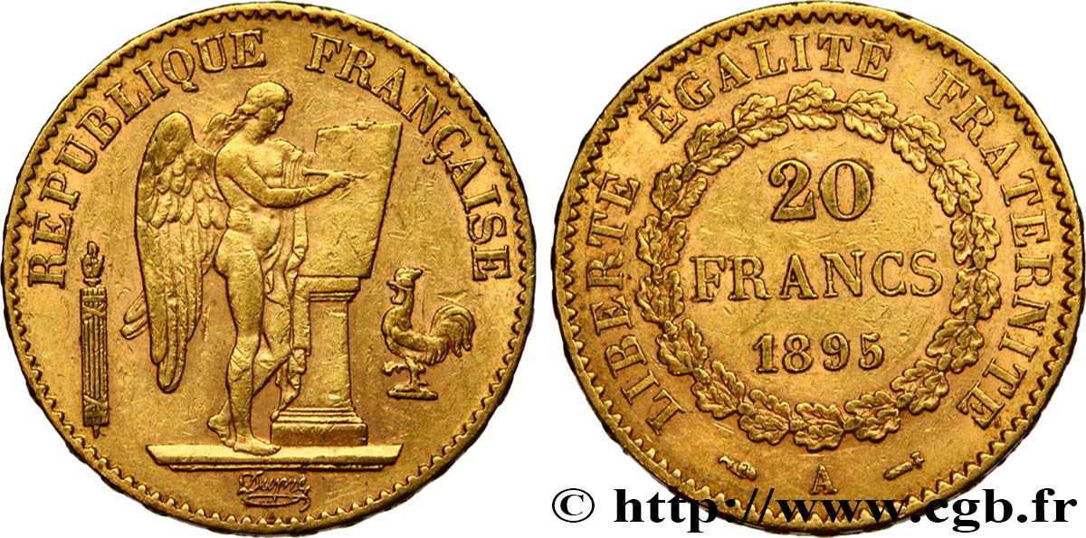 20 francs or Génie, IIIe République 1895 Paris F.533/19 MBC48 