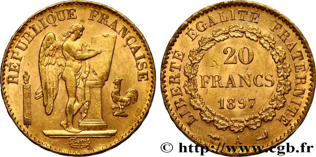 20 francs or Génie, Troisième République 1897 Paris F.533/22 SUP 