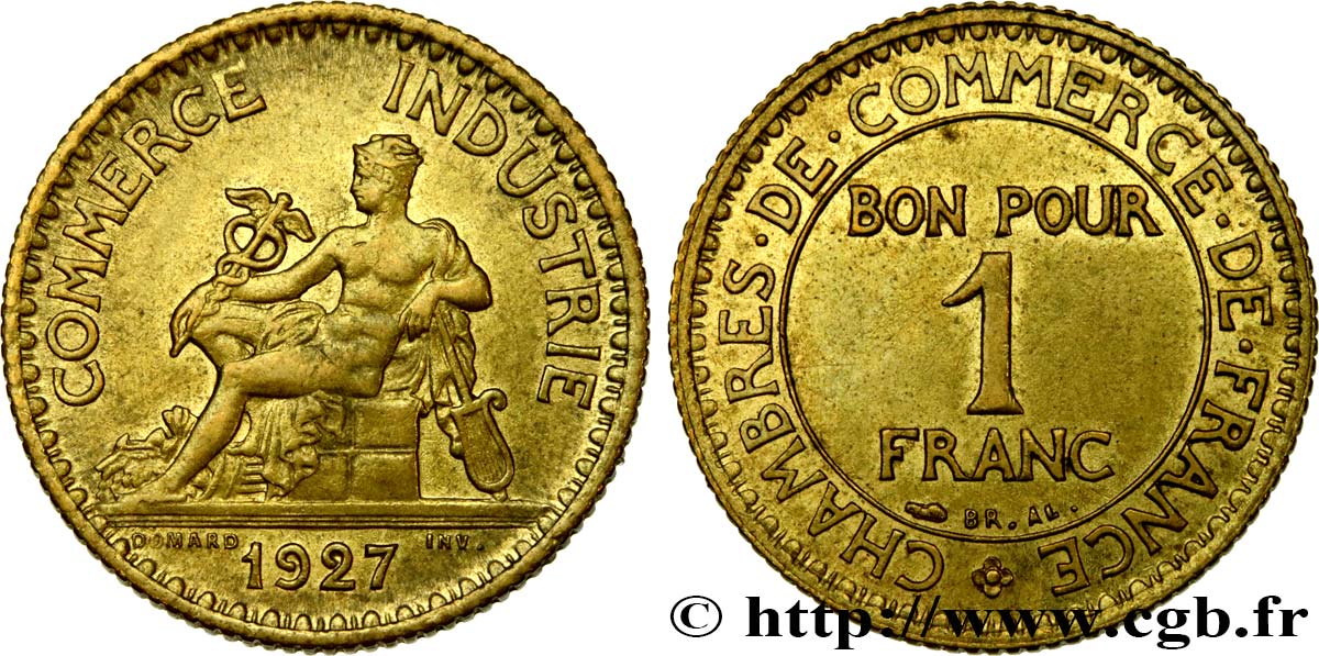 1 franc Chambres de Commerce 1927 Paris F.218/9 AU58 