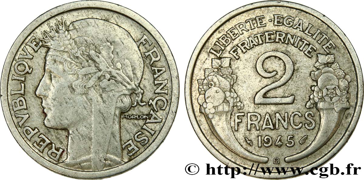 2 francs Morlon, aluminium 1945 Beaumont-Le-Roger F.269/6 BC35 
