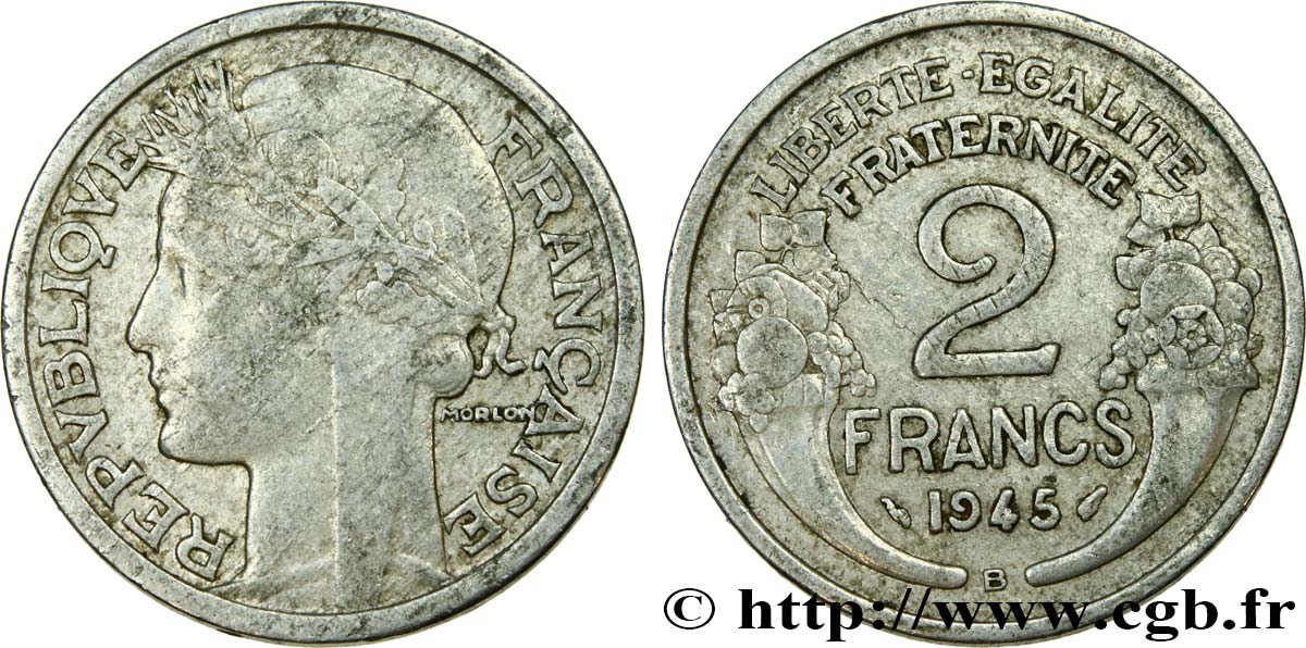 2 francs Morlon, aluminium 1945 Beaumont-Le-Roger F.269/6 TB 