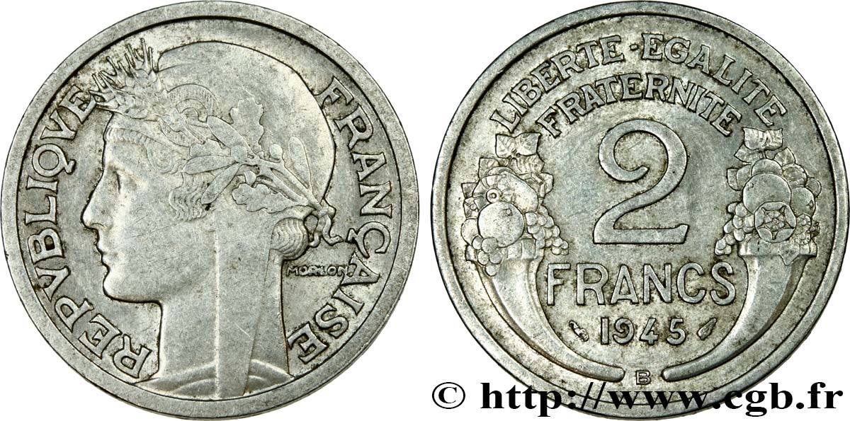 2 francs Morlon, aluminium 1945 Beaumont-Le-Roger F.269/6 TTB45 