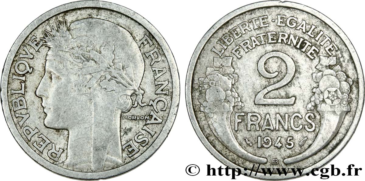 2 francs Morlon, aluminium 1945 Beaumont-Le-Roger F.269/6 MB30 