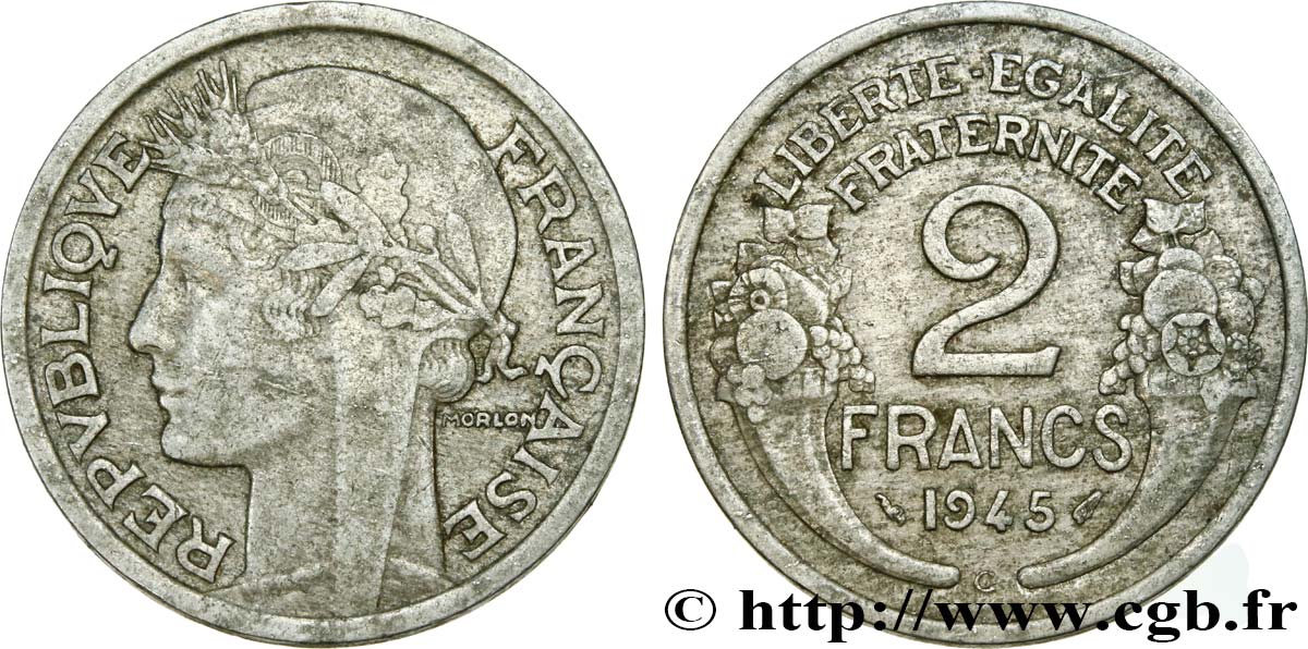 2 francs Morlon, aluminium 1945 Castelsarrasin F.269/7 TB20 