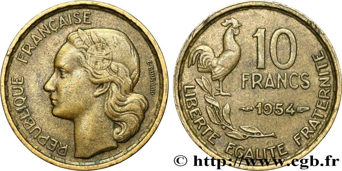 10 francs Guiraud 1954  F.363/10 TB35 
