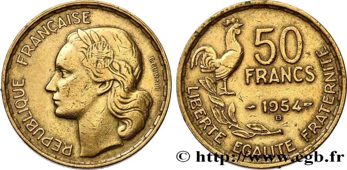 50 francs Guiraud 1954 Beaumont-le-Roger F.425/13 TB 