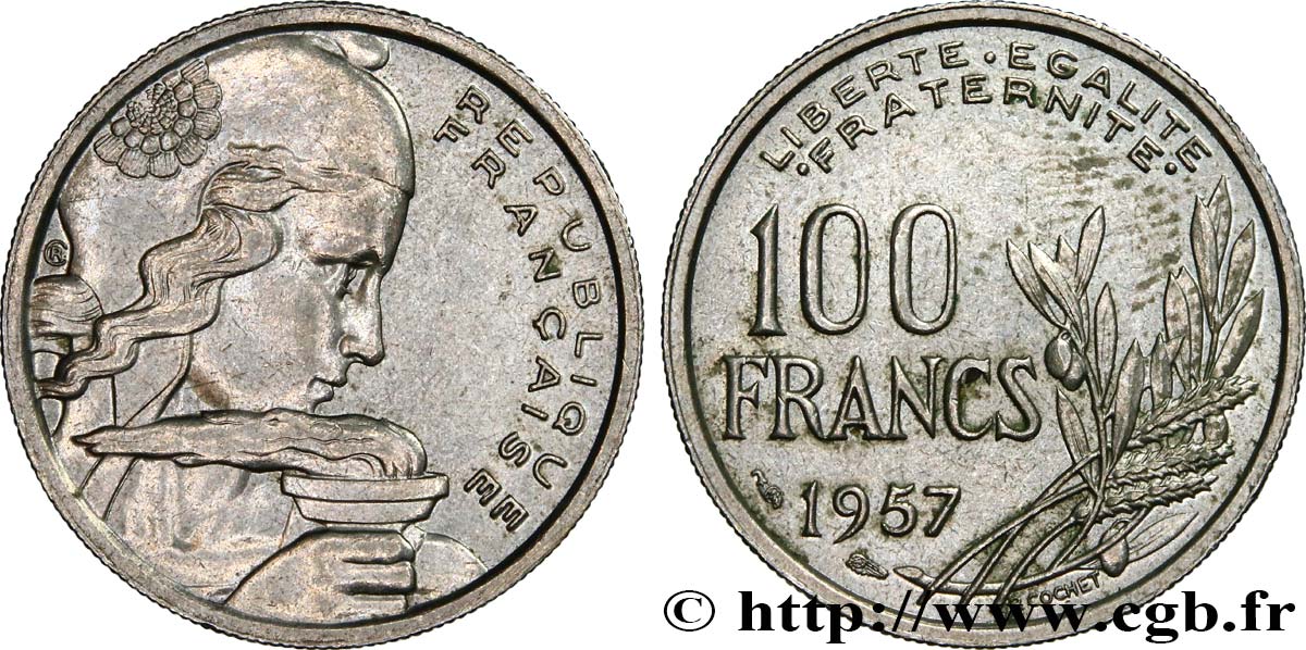 100 francs Cochet 1957  F.450/10 TTB+ 