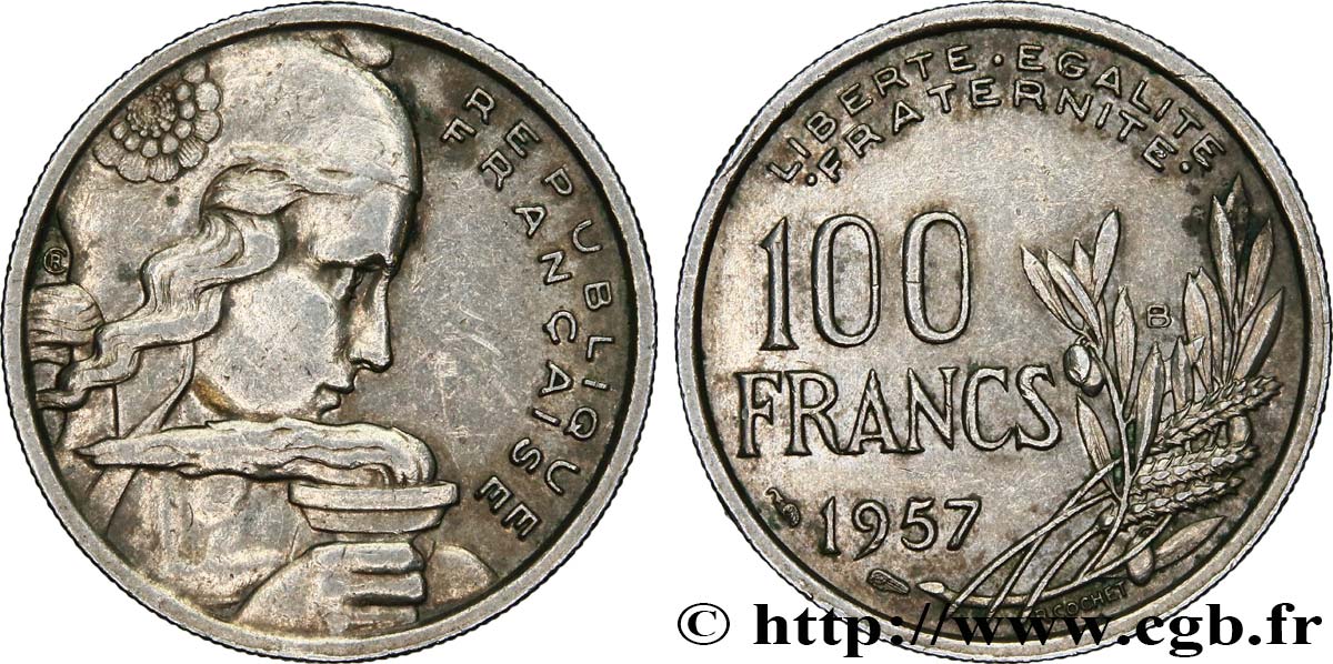 100 francs Cochet 1957 Beaumont-le-Roger F.450/11 TTB 