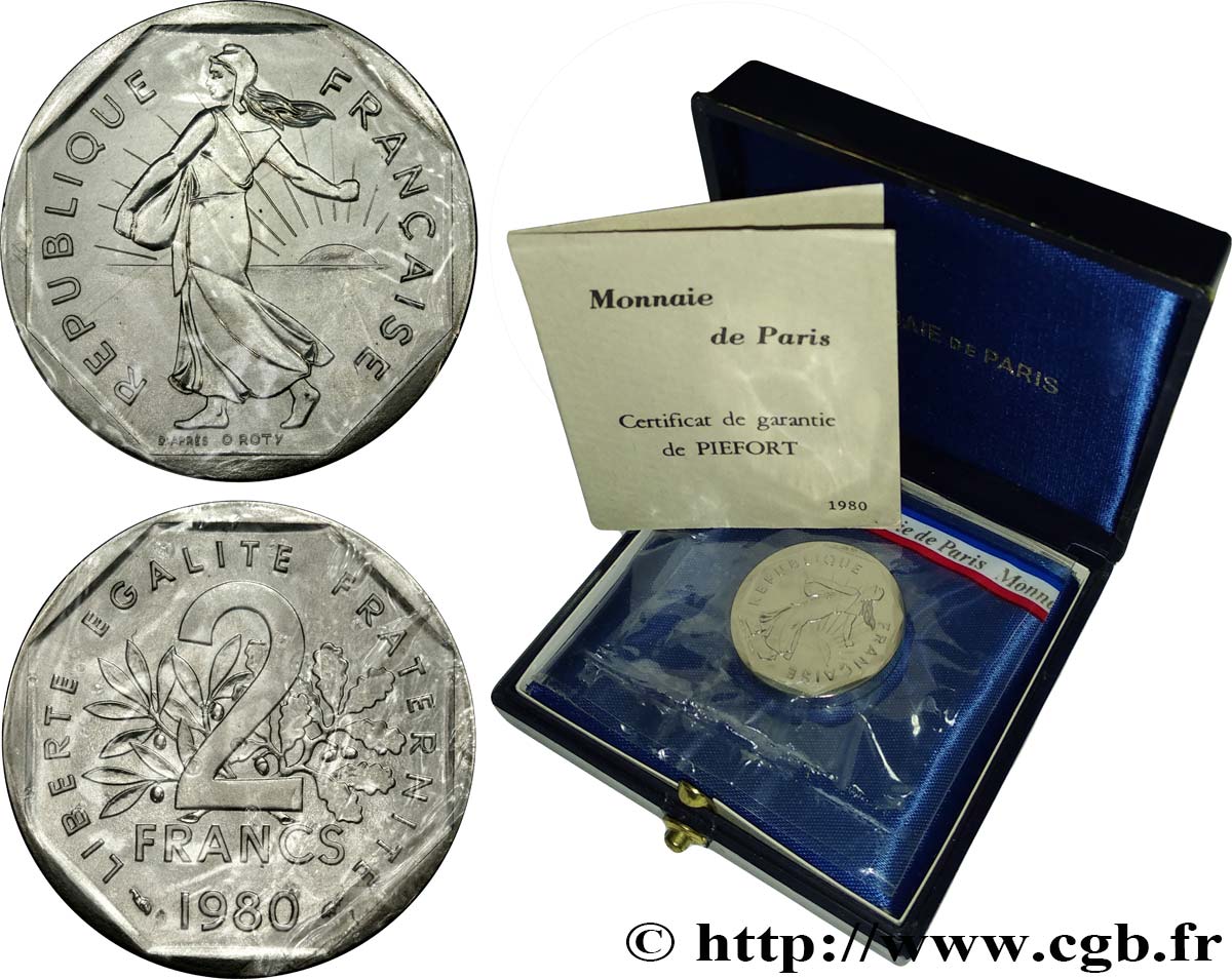 Piéfort nickel de 2 francs Semeuse 1980 Pessac F.272/4 P FDC 