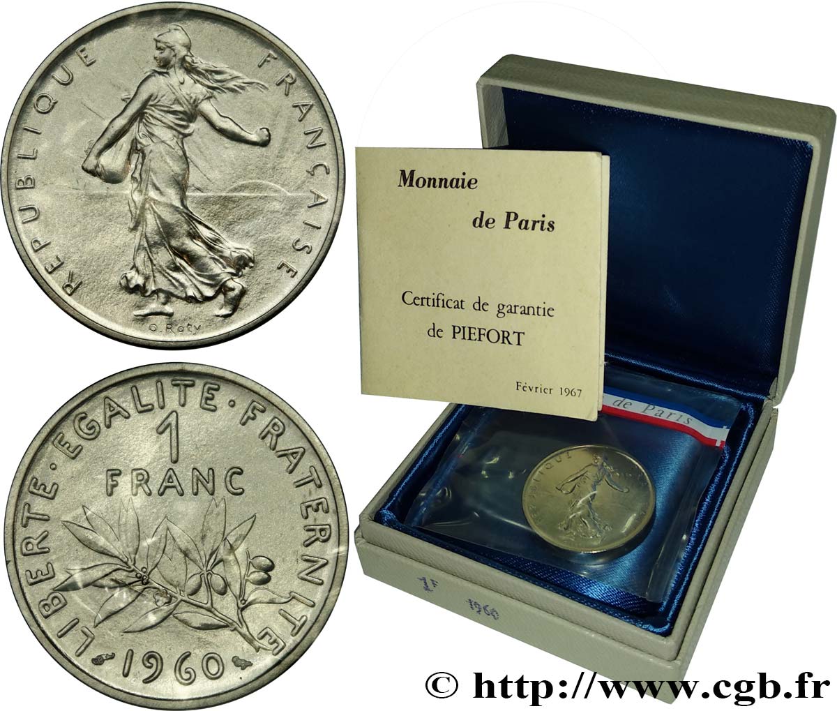 Piéfort nickel de 1 franc Semeuse, nickel 1960 Paris F.226/4P FDC 