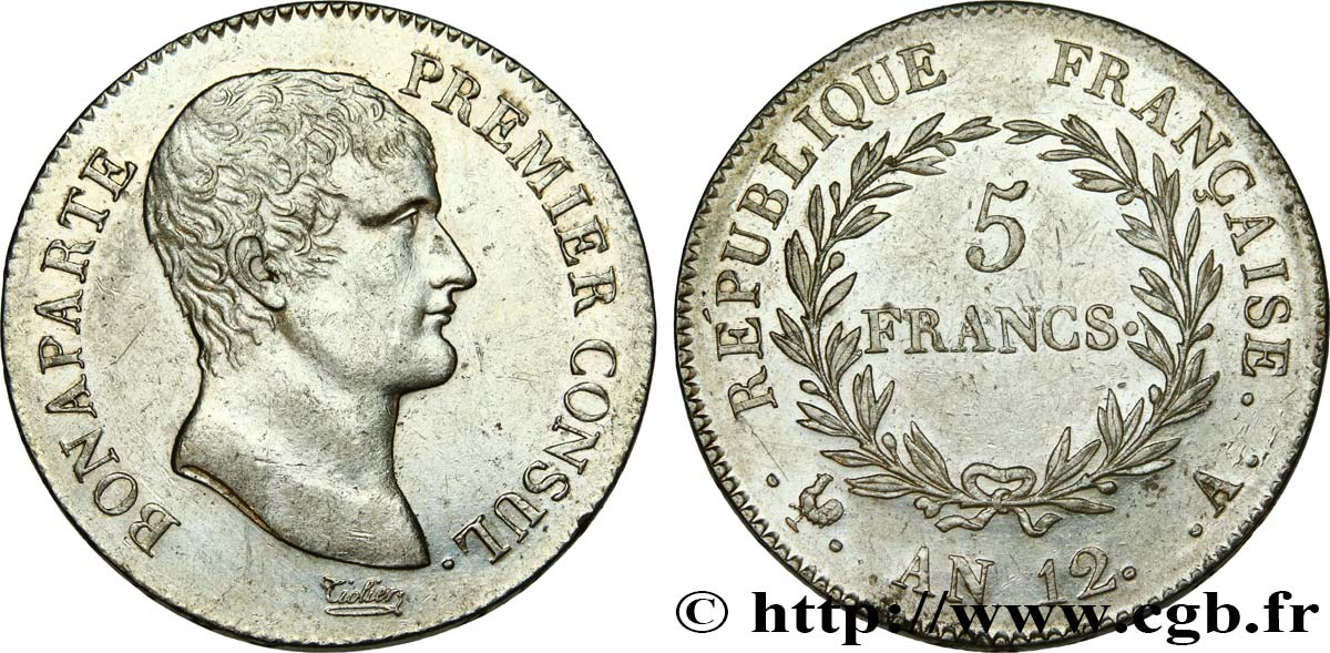 5 francs Bonaparte Premier Consul 1804 Paris F.301/9 VZ 