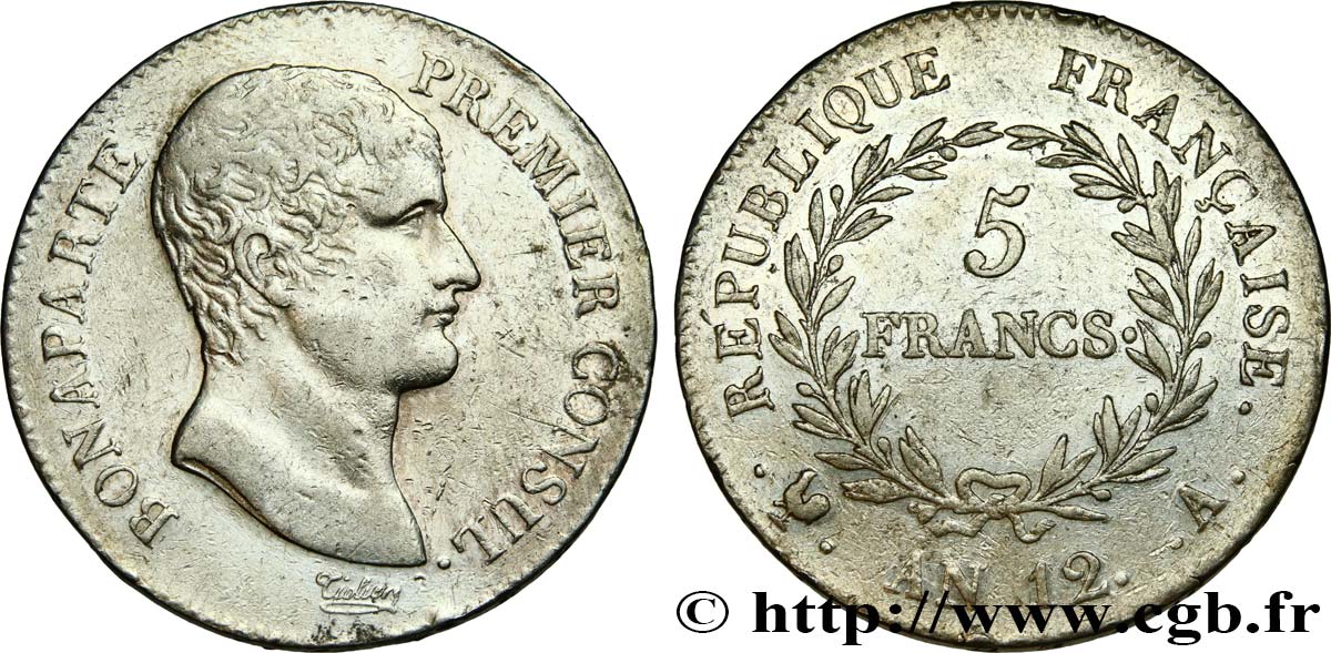 5 francs Bonaparte Premier Consul 1804 Paris F.301/9 MBC 