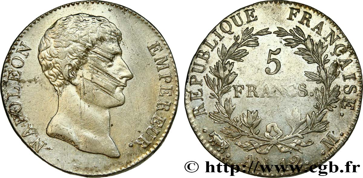 5 francs Napoléon Empereur, type intermédiaire 1804 Toulouse F.302/8 SS 