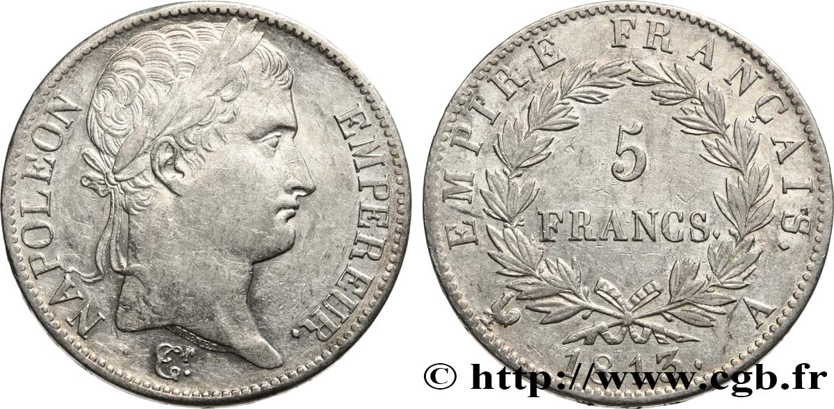 5 francs Napoléon Empereur, Empire français 1813 Paris F.307/58 TTB+ 