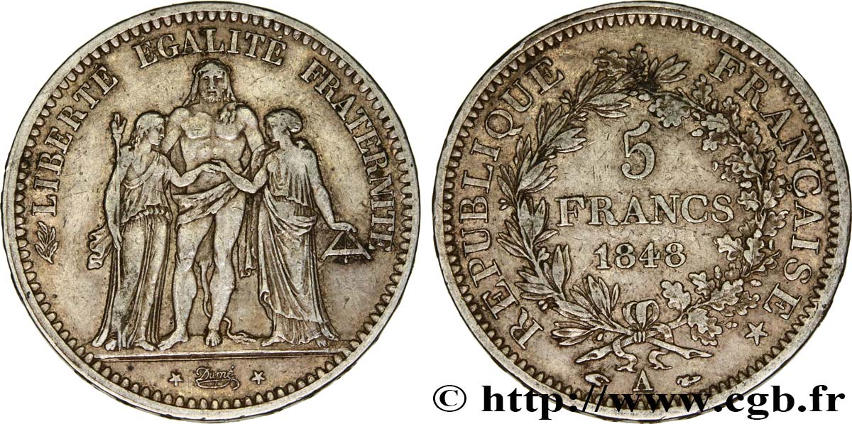 5 francs Hercule, IIe République 1848 Paris F.326/1 BB40 