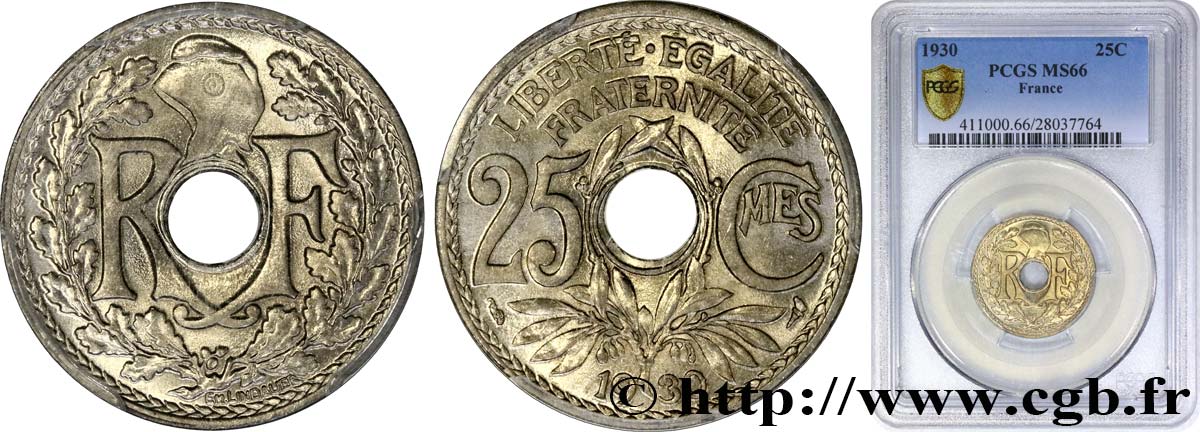 25 centimes Lindauer 1930  F.171/14 MS66 PCGS