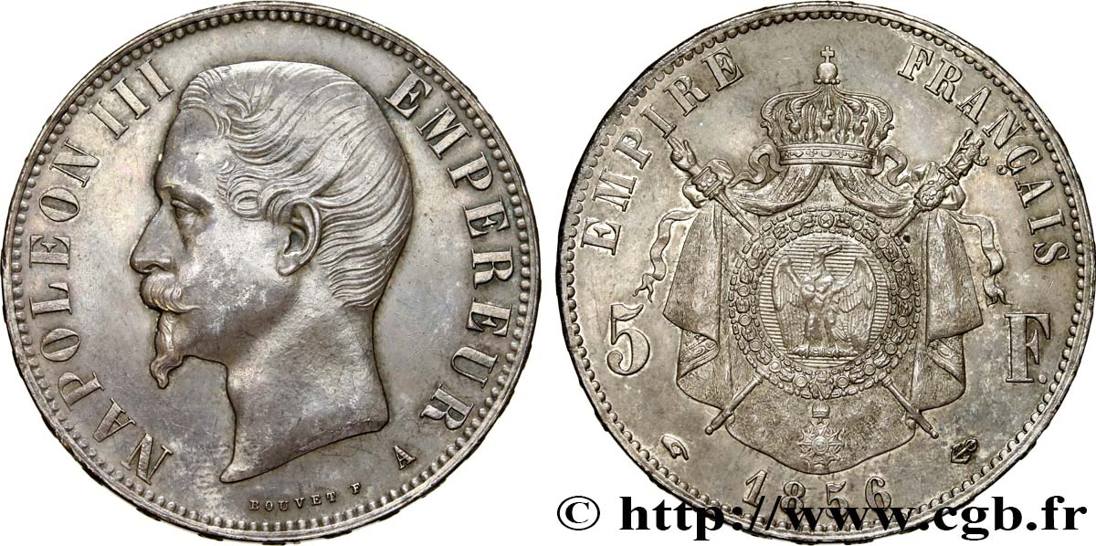 5 francs Napoléon III, tête nue 1856 Paris F.330/6 VZ58 