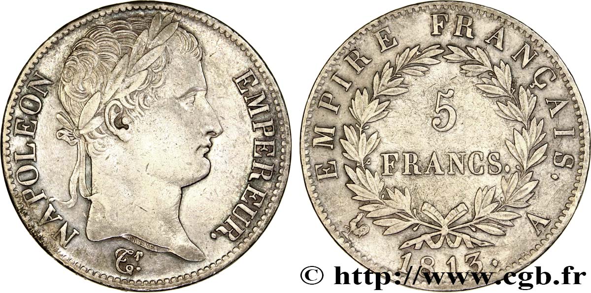 5 francs Napoléon Empereur, Empire français 1813 Paris F.307/58 SS48 